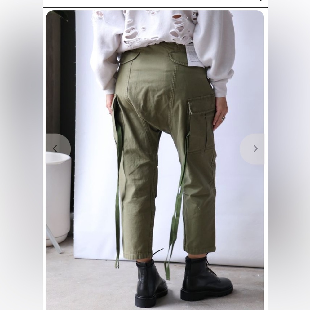R13 harem cargo drop crotch jean denim Pant - Olive. SIZE 28 - Picture 14 of 14